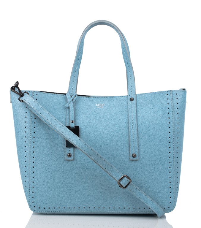 JESSY borsa azzurra in pelle palmellata